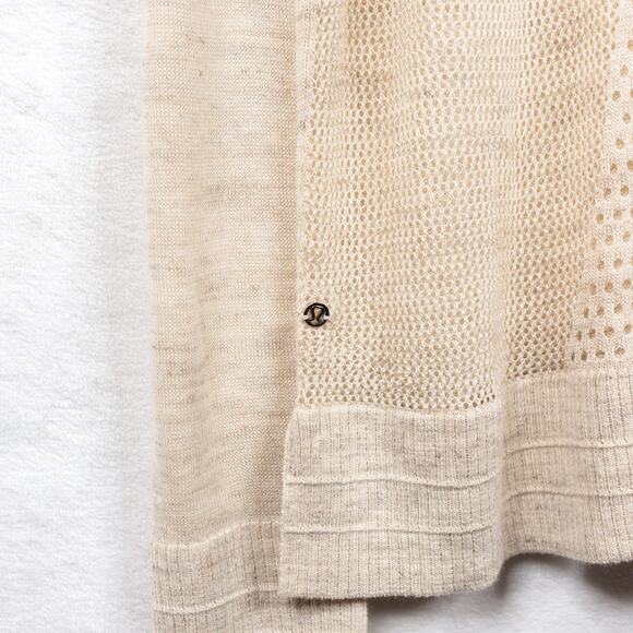 LULULEMON Well Being Linen Blend Open Knit Pullover Sweater Heathered Muslin M - Picture 8 of 9